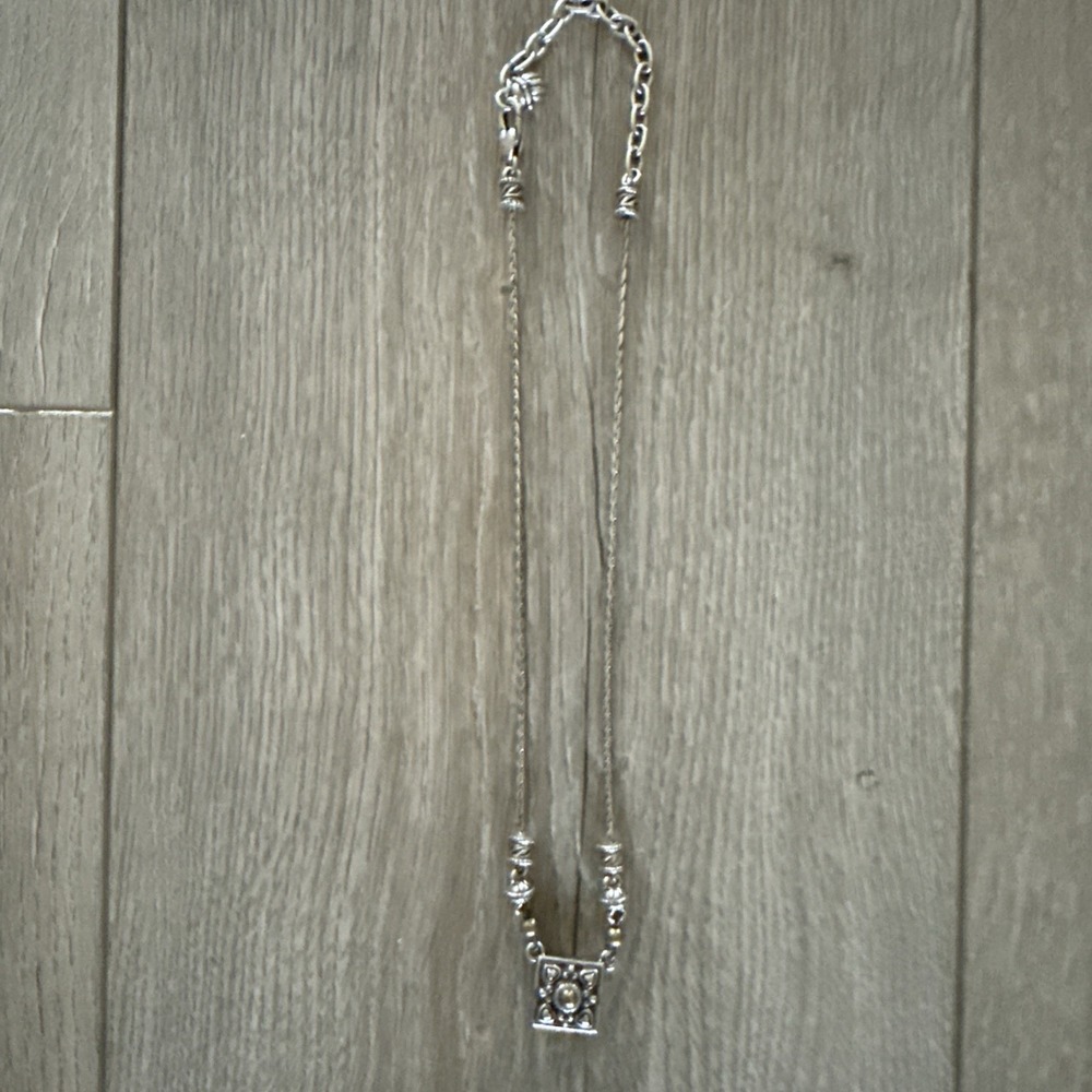 BRIGHTON SQUARE PENDANT NECKLACE  ADJUSTABLE HIGH RELIEF DUAL COLOR